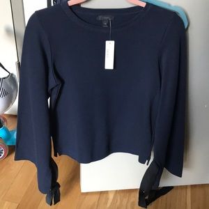 Navy jcrew sweatshirt with sleeve ties